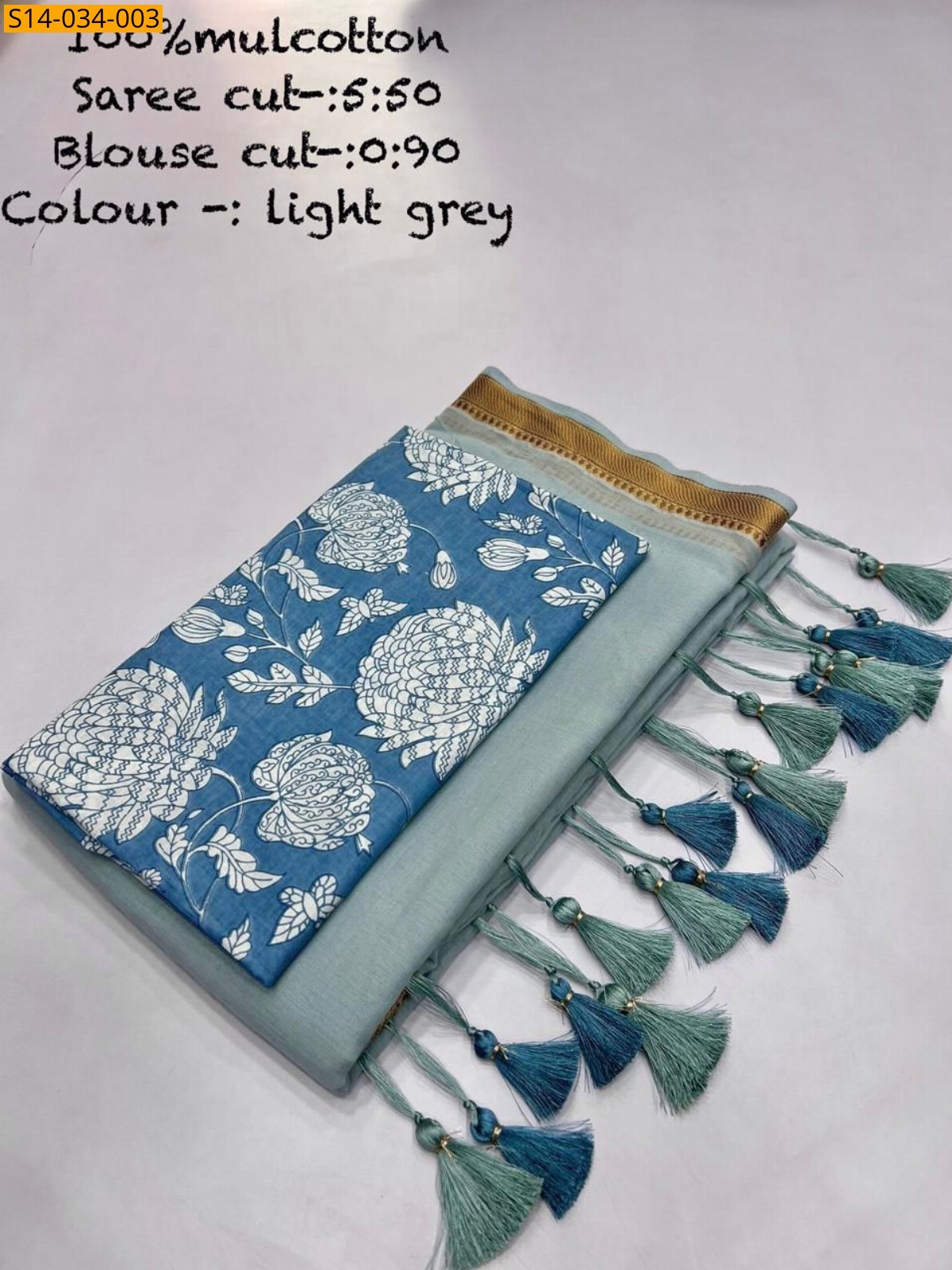 Light Gray Mul cotton saree