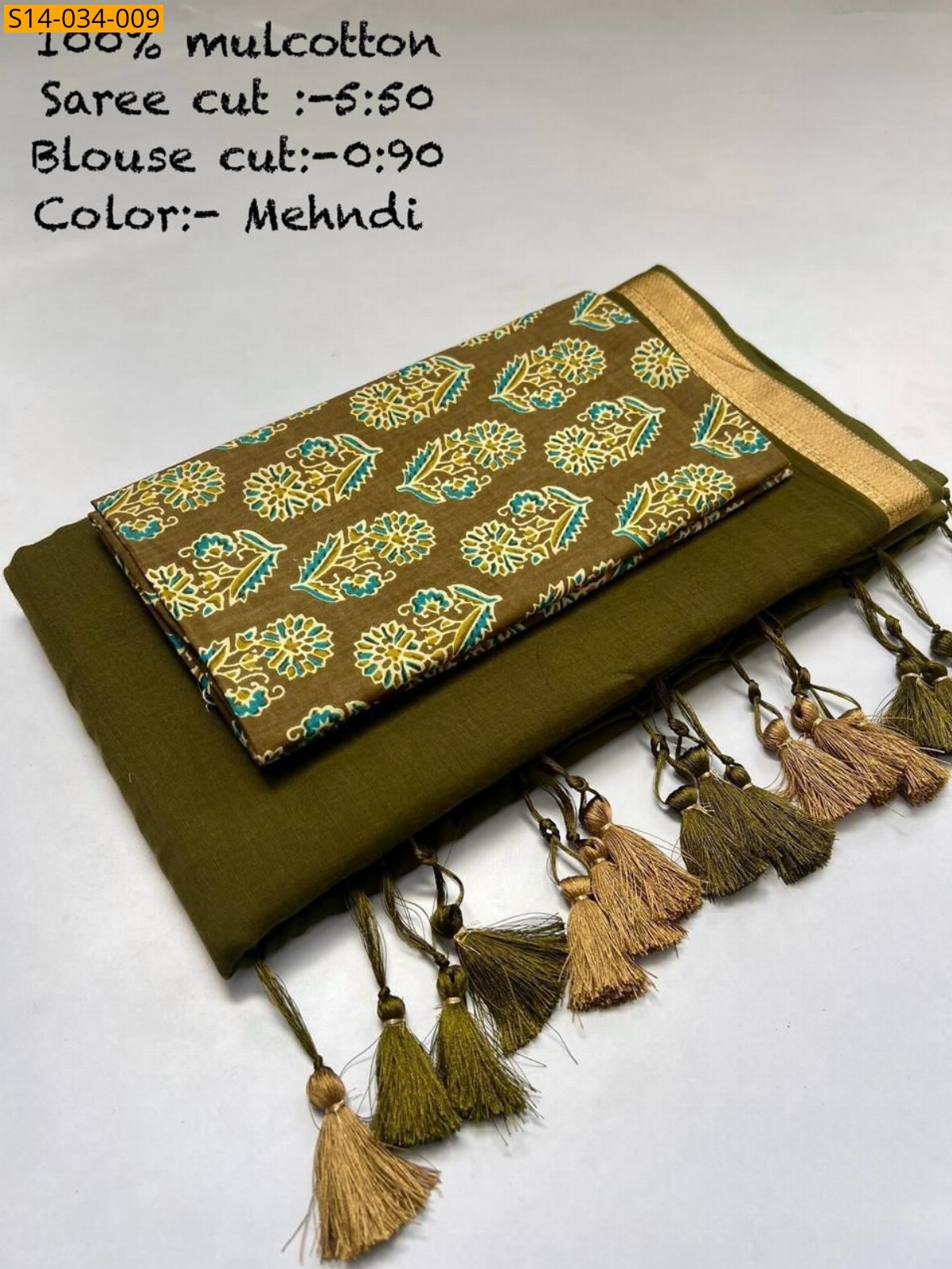Mehandi Mul cotton saree