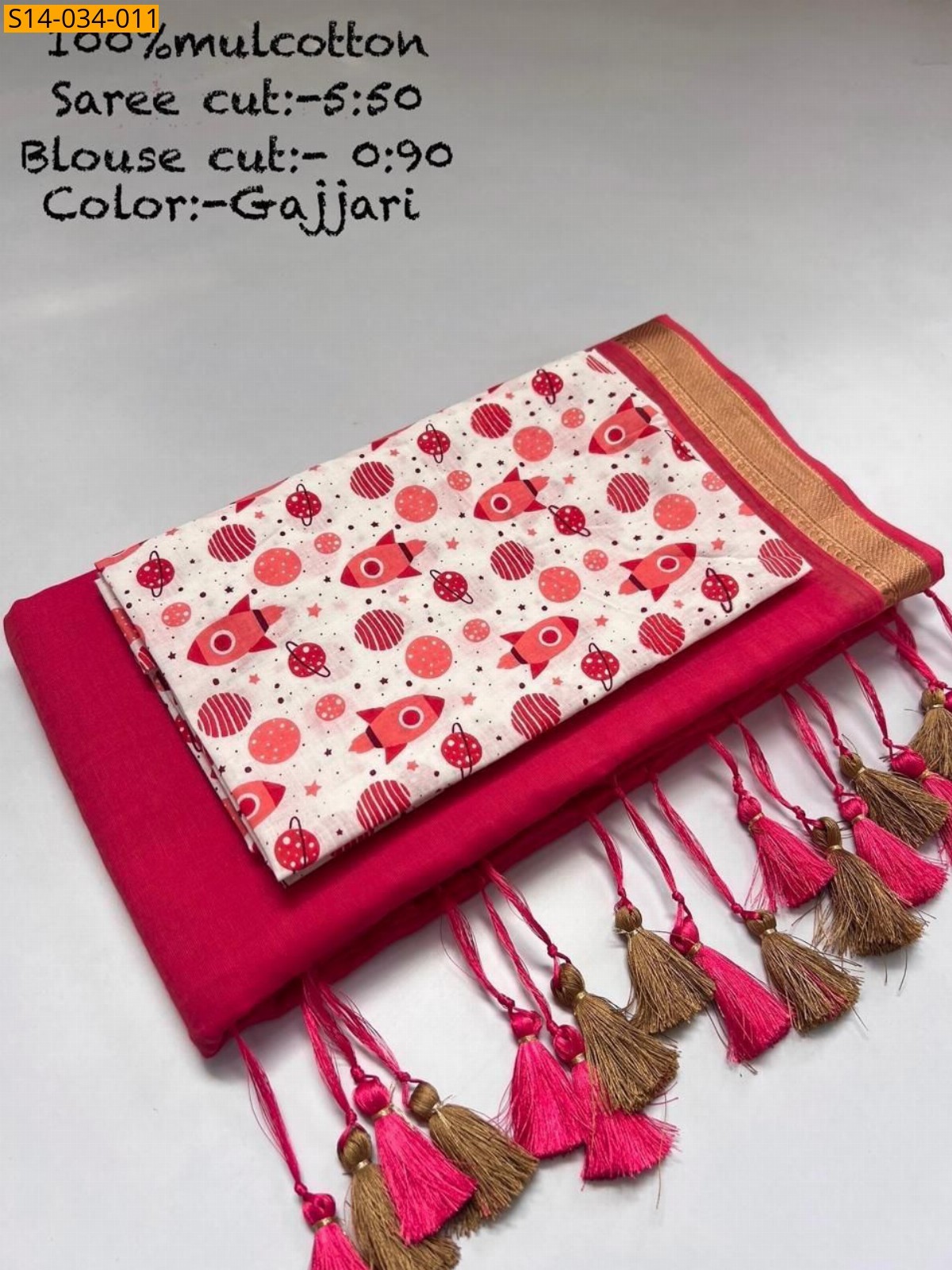 Gajri Mul cotton saree