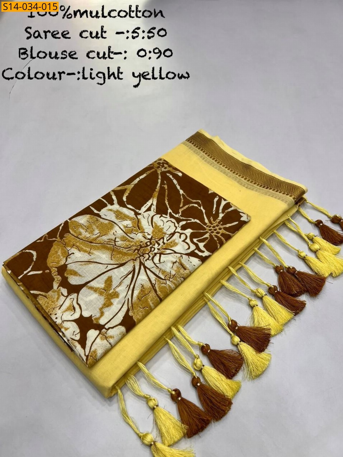 Light Yellow Mul cotton saree