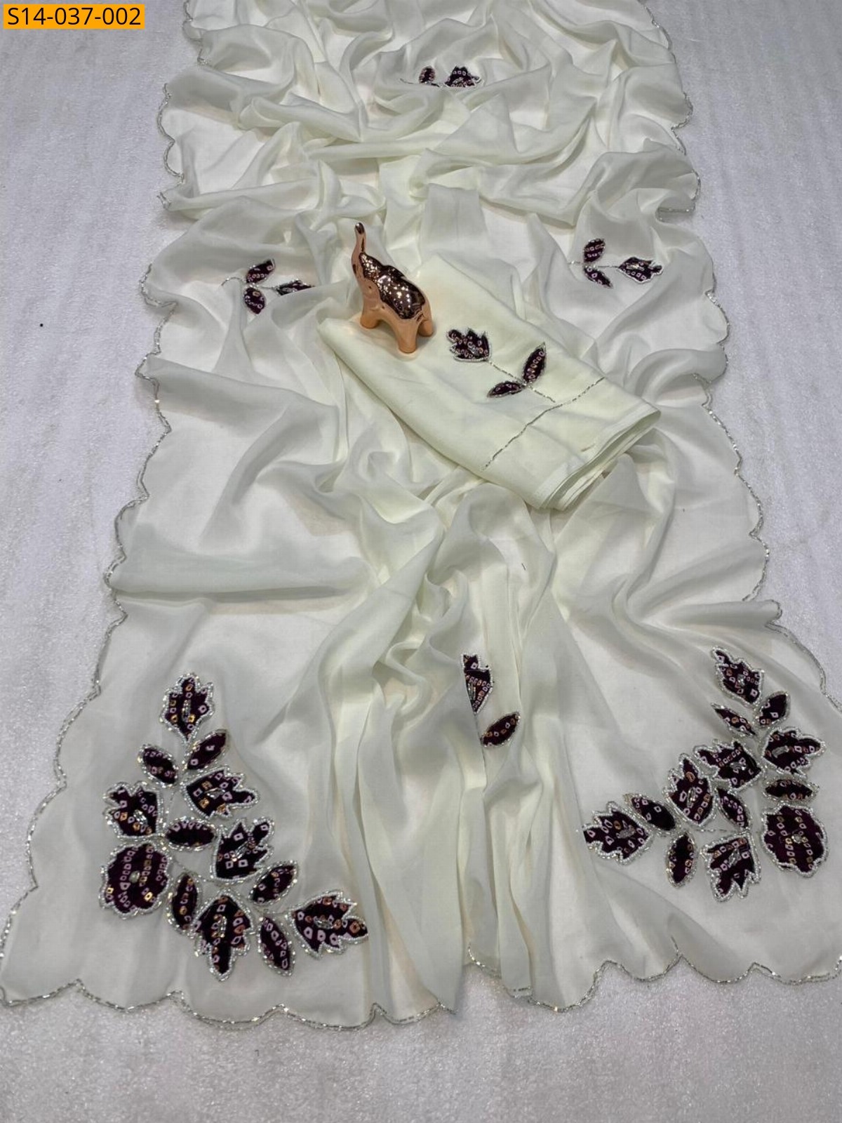 Star Georgette Bandhan Handwork Saree - White