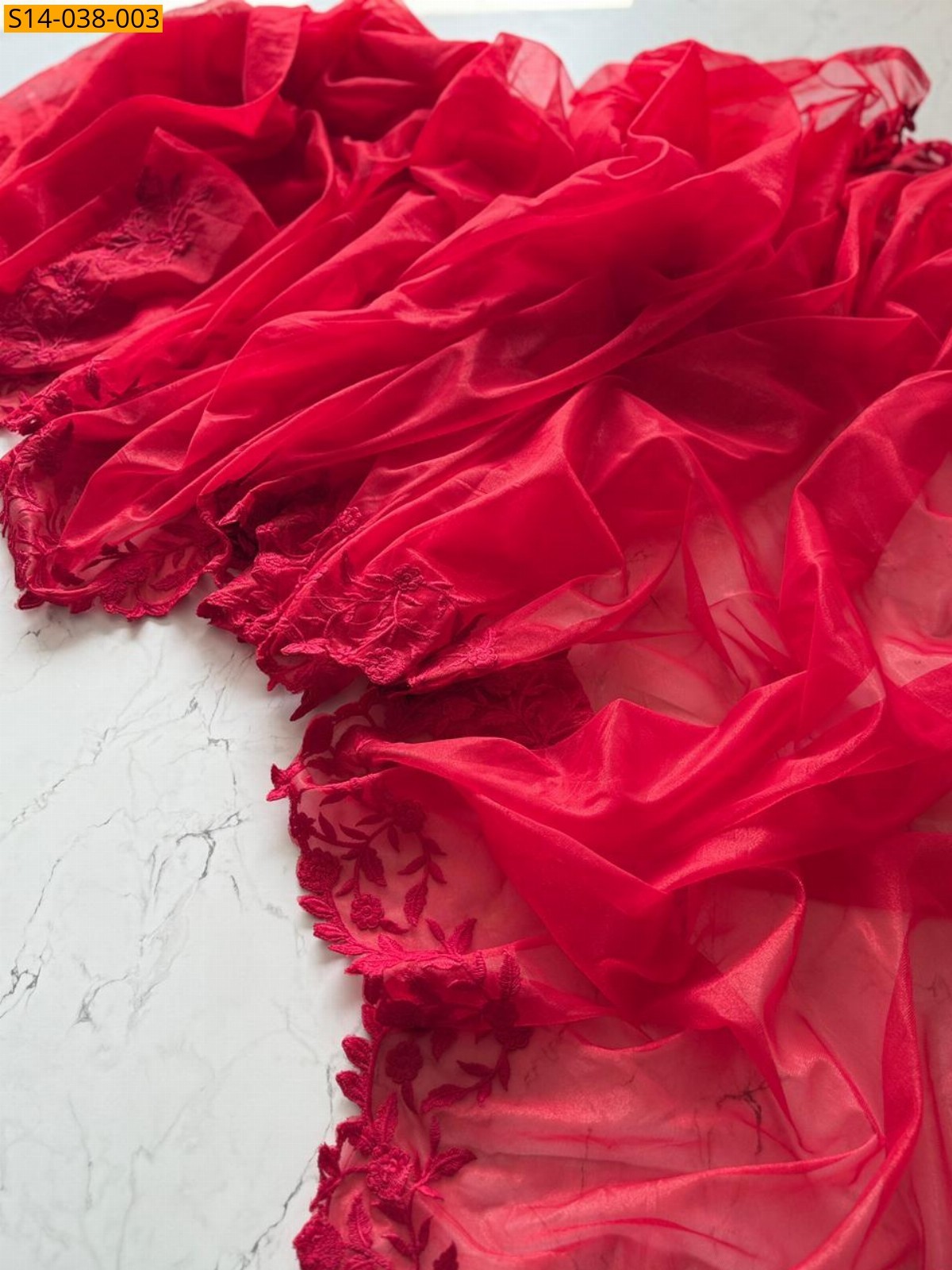 Red Premium Twilnet Saree