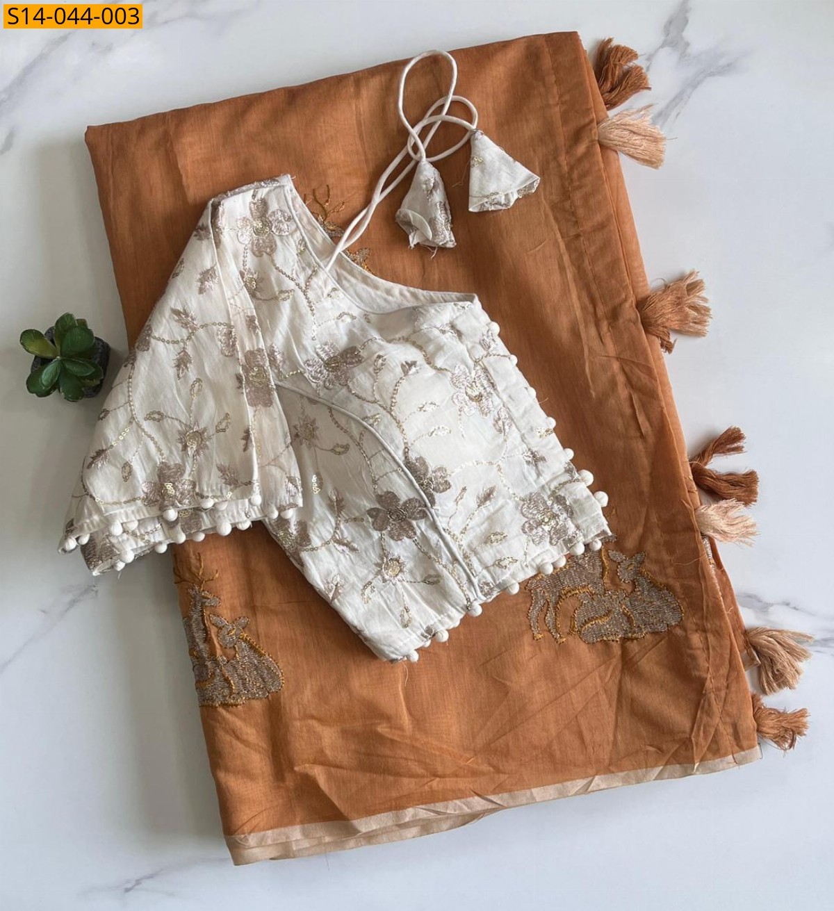 Brown Premium chanderi deer saree