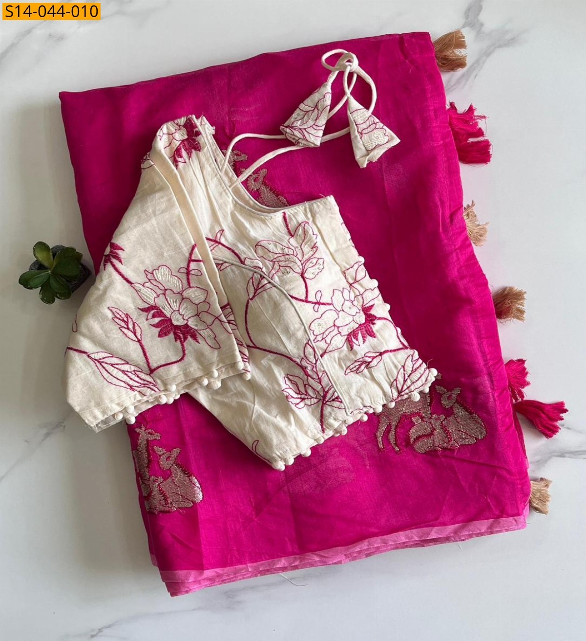 Pink Premium chanderi deer saree