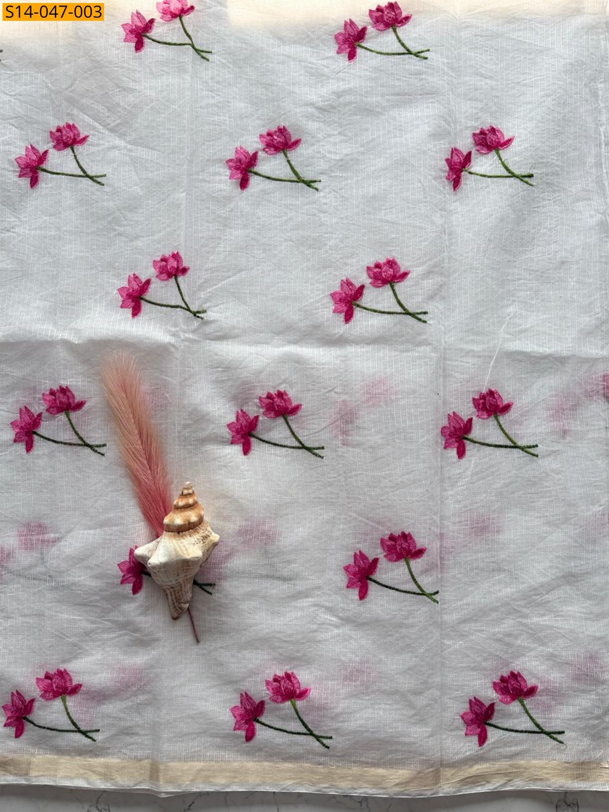 White Kota doriya silk lotus sarees