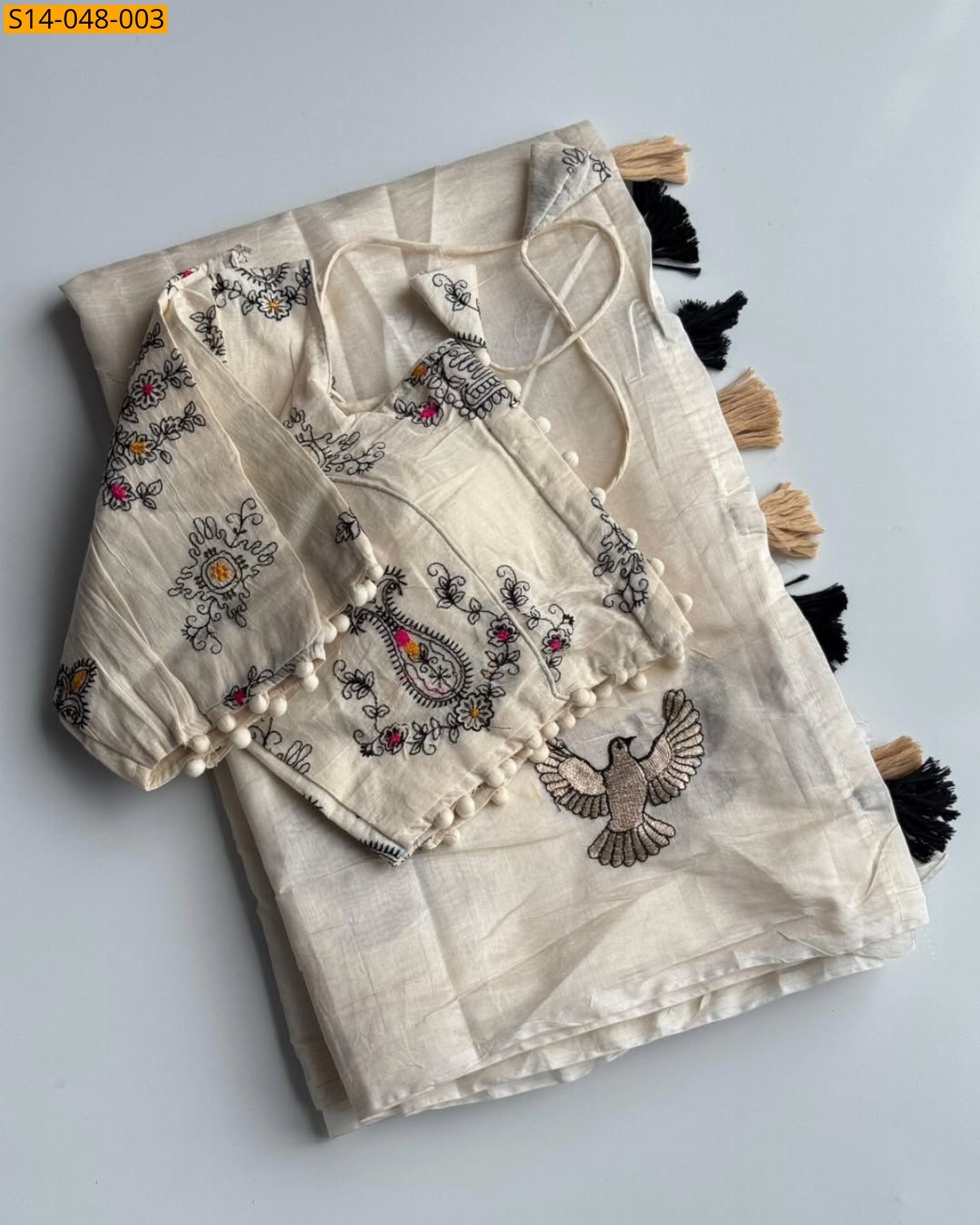 Half White Premium chanderi eagle sarees