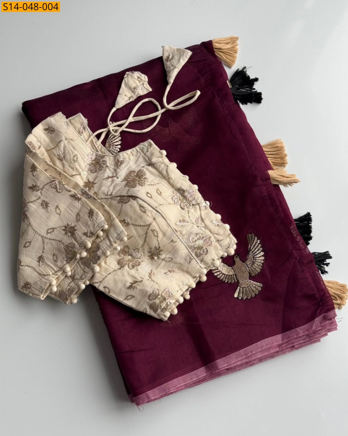 Maroon Premium chanderi eagle sarees