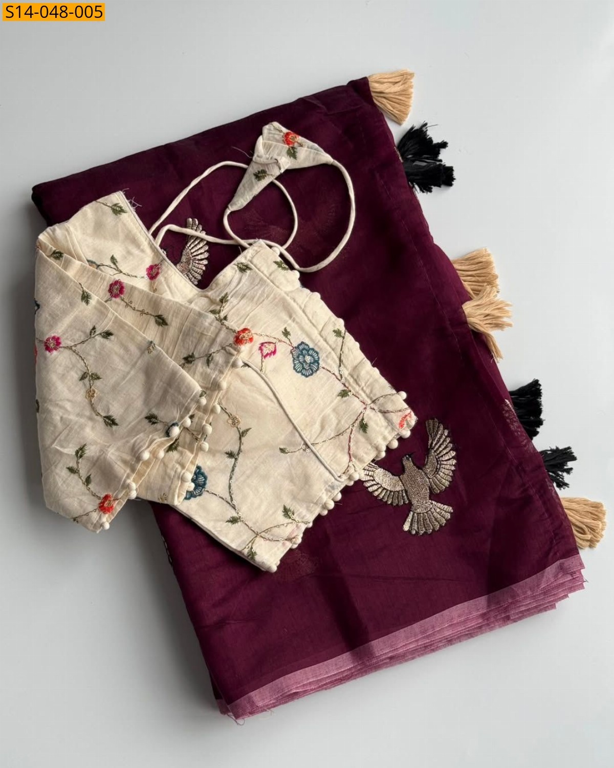 Wine Premium chanderi eagle sarees