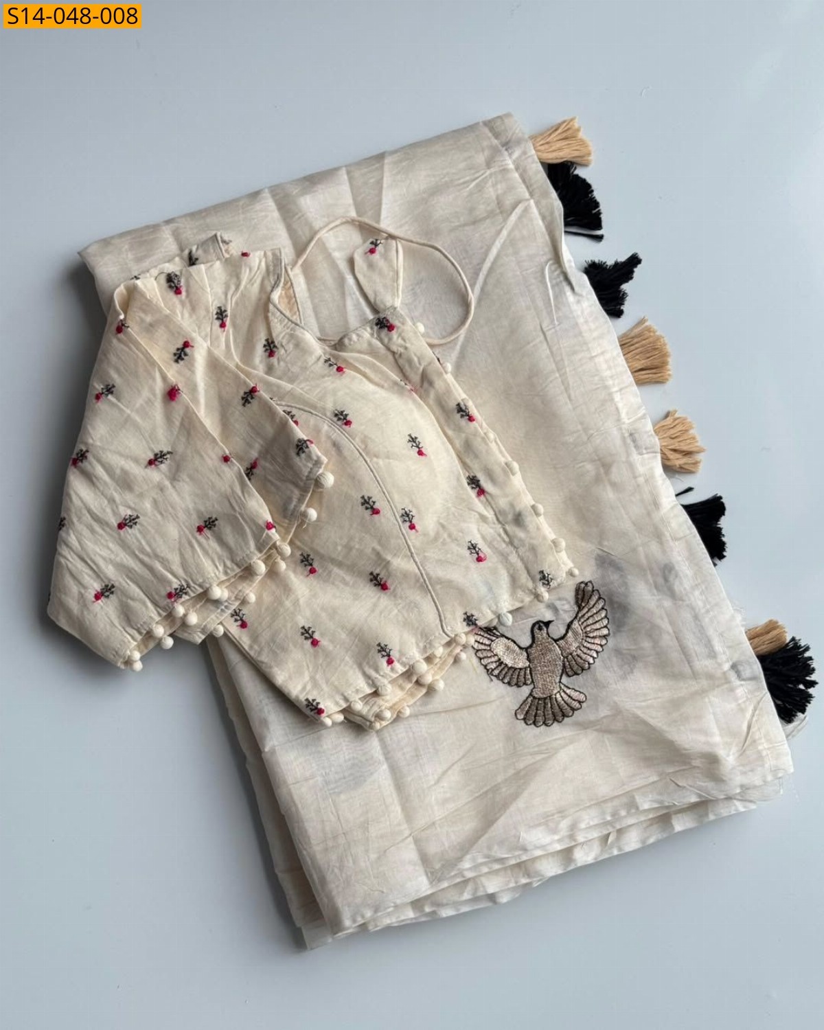 Half White Premium chanderi eagle sarees