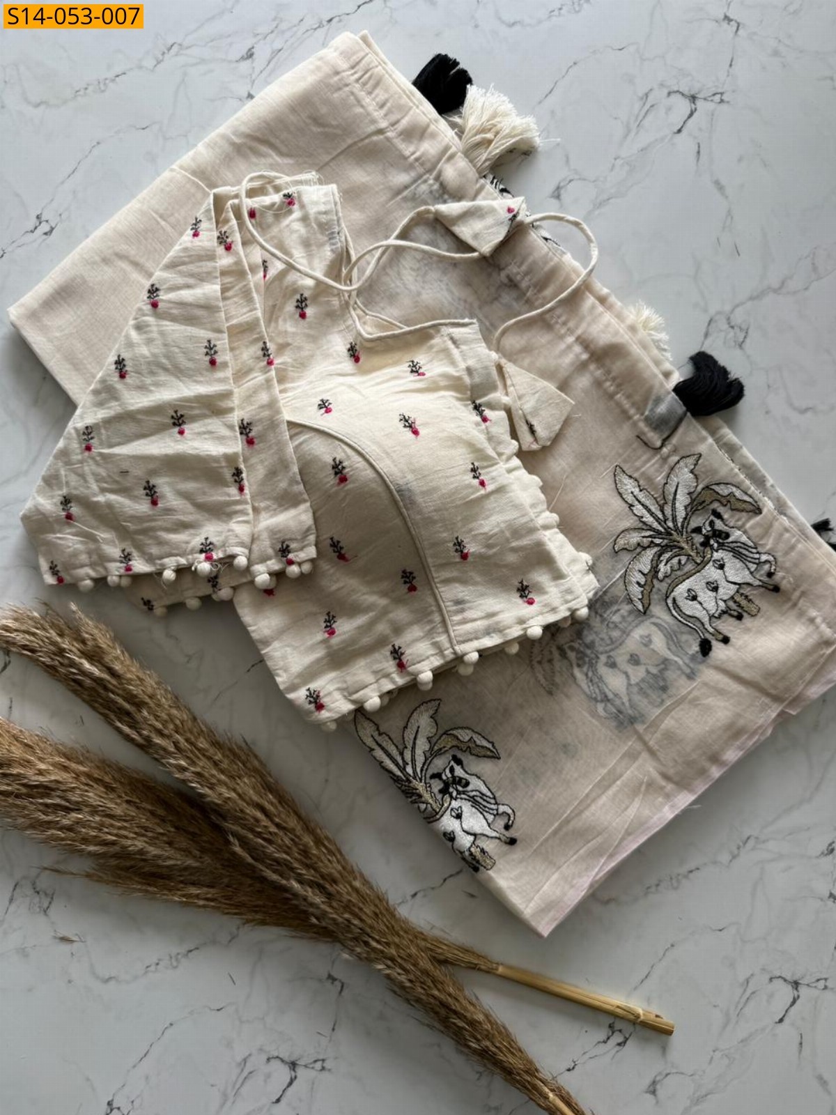 Half White Premium Chanderi Cotton Saree