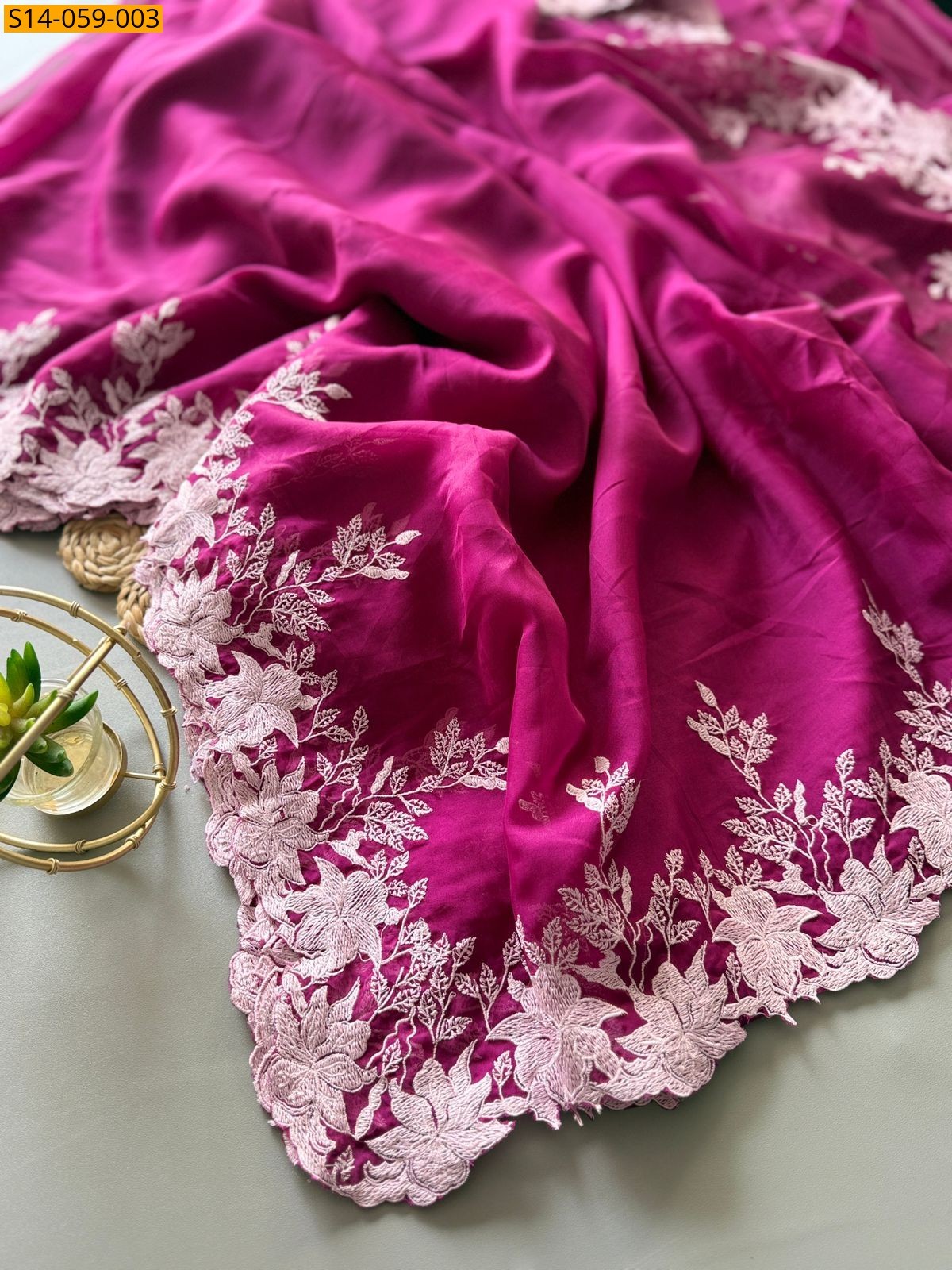 Rose Premium Tebby Organza Sarees