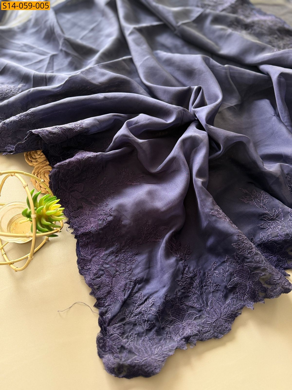 Grey Premium Tebby Organza Sarees