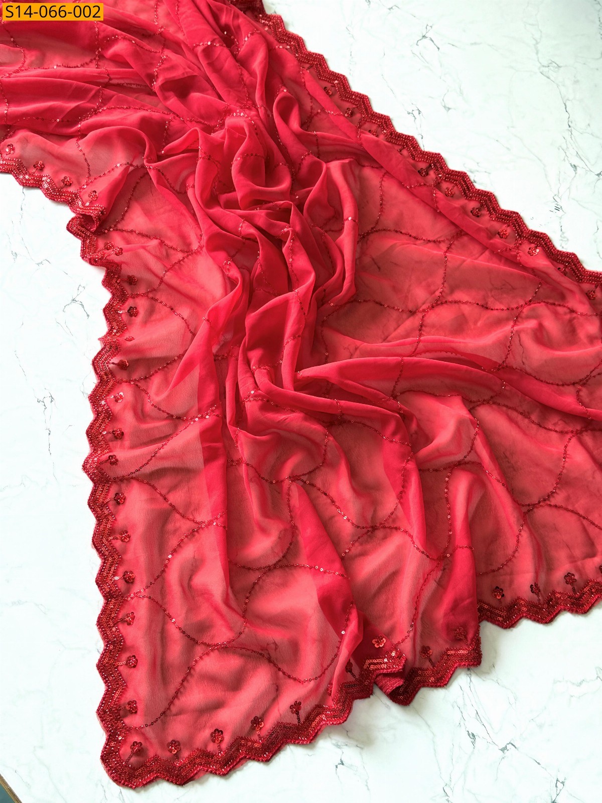 Red Premium Pure Georgette Saree