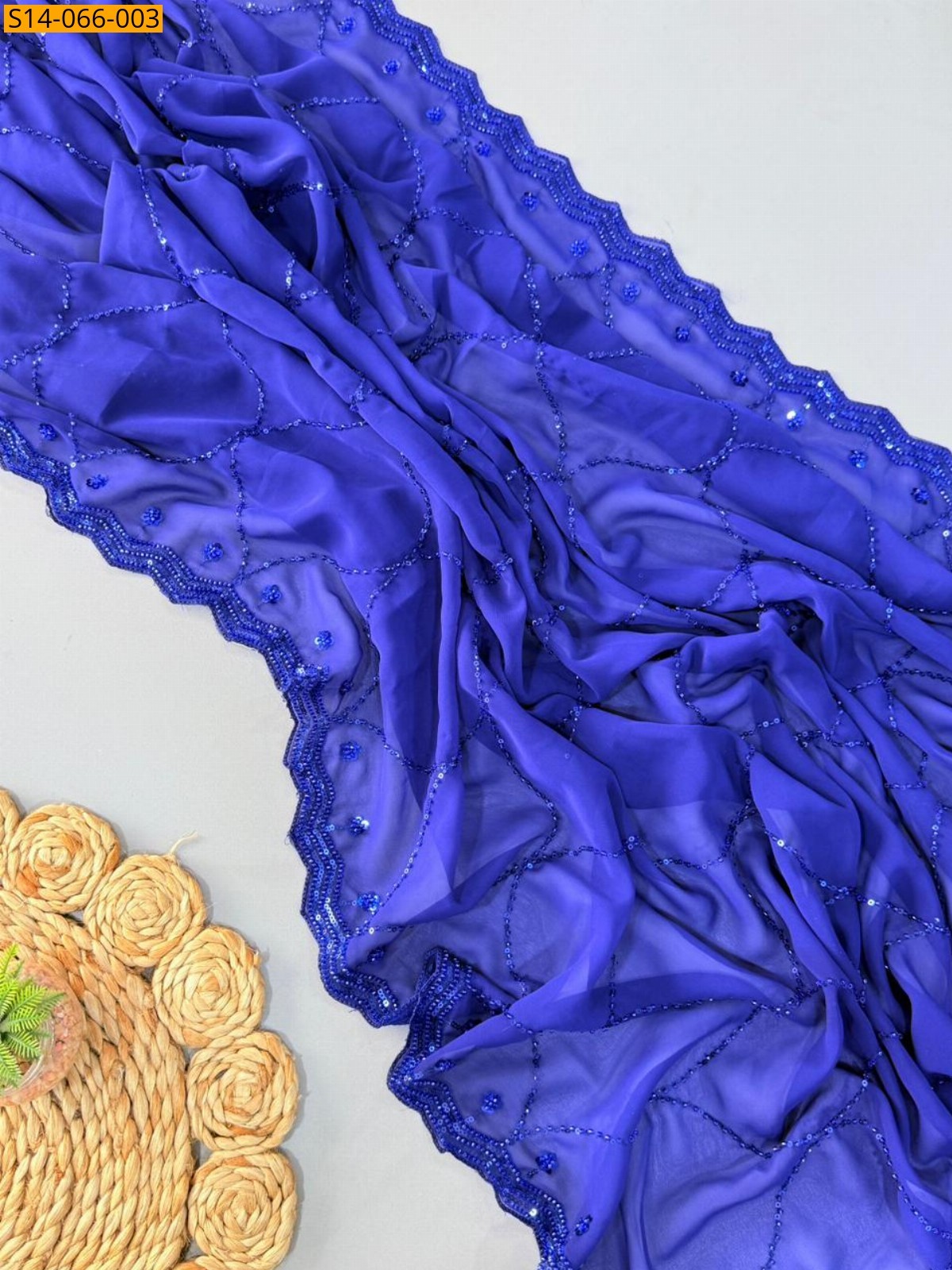 Royal Blue Premium  Georgette Saree