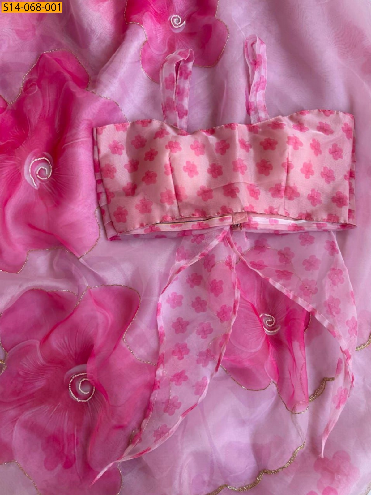 Pink Soft Organza Sarees