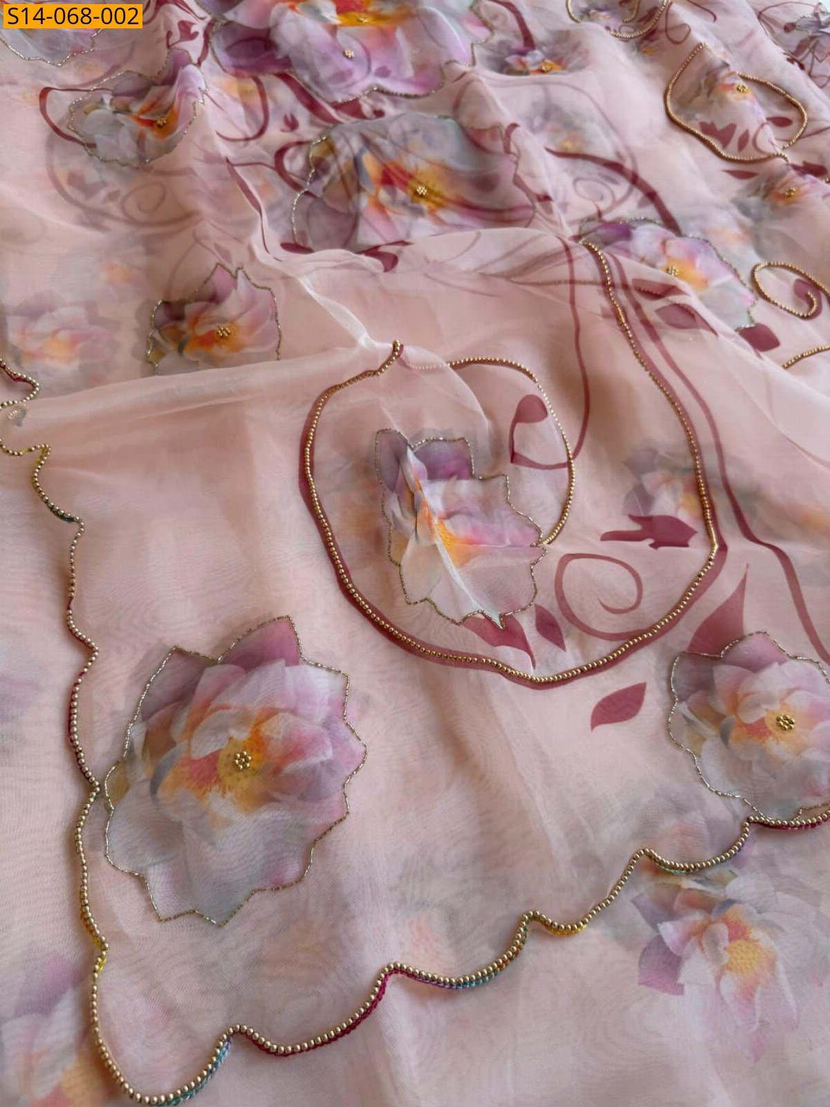 Baby Pink Soft Organza Sarees