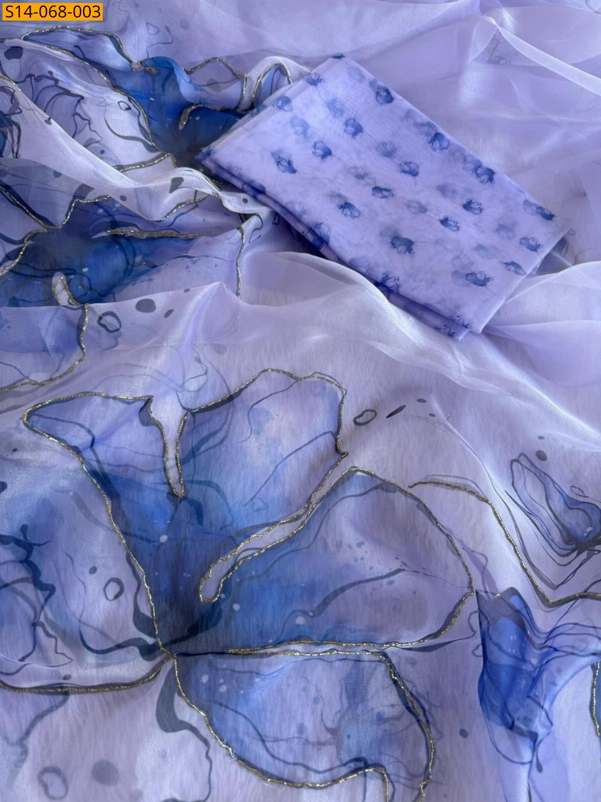 Blue Soft Organza Sarees