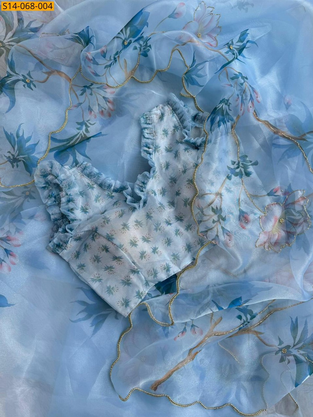 Sky Blue Soft Organza Sarees