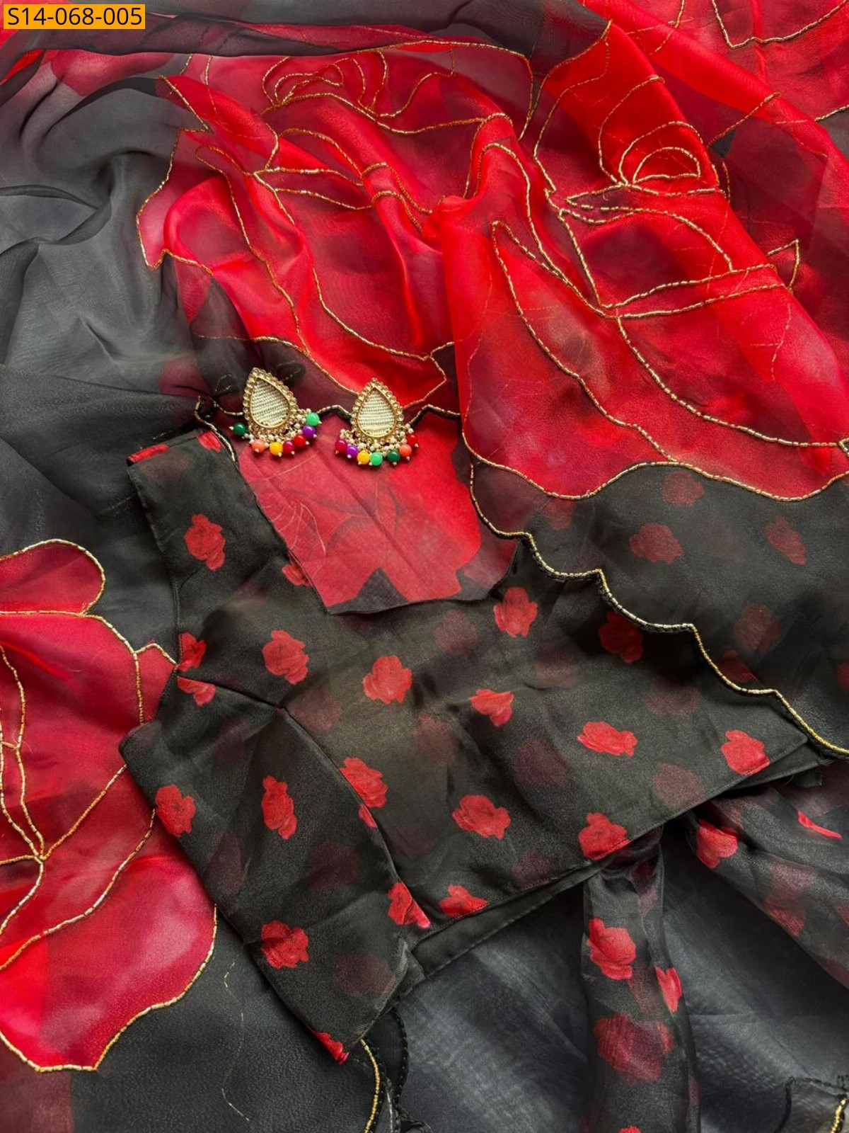 Red Soft Organza Sarees