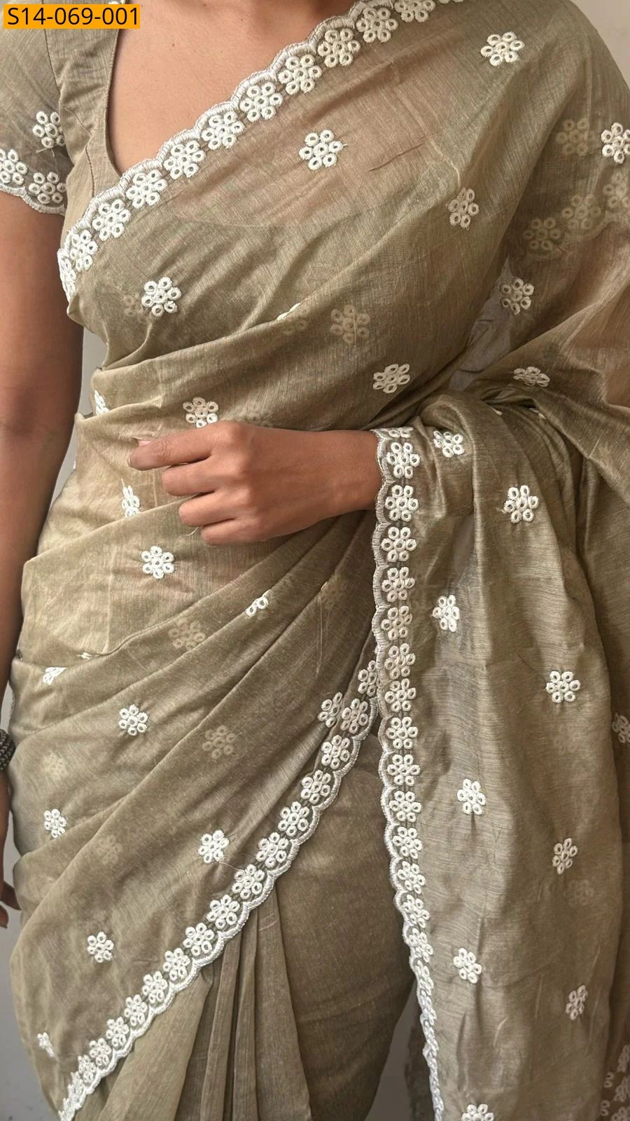 Chanderi Cotton Saree - Light Brown