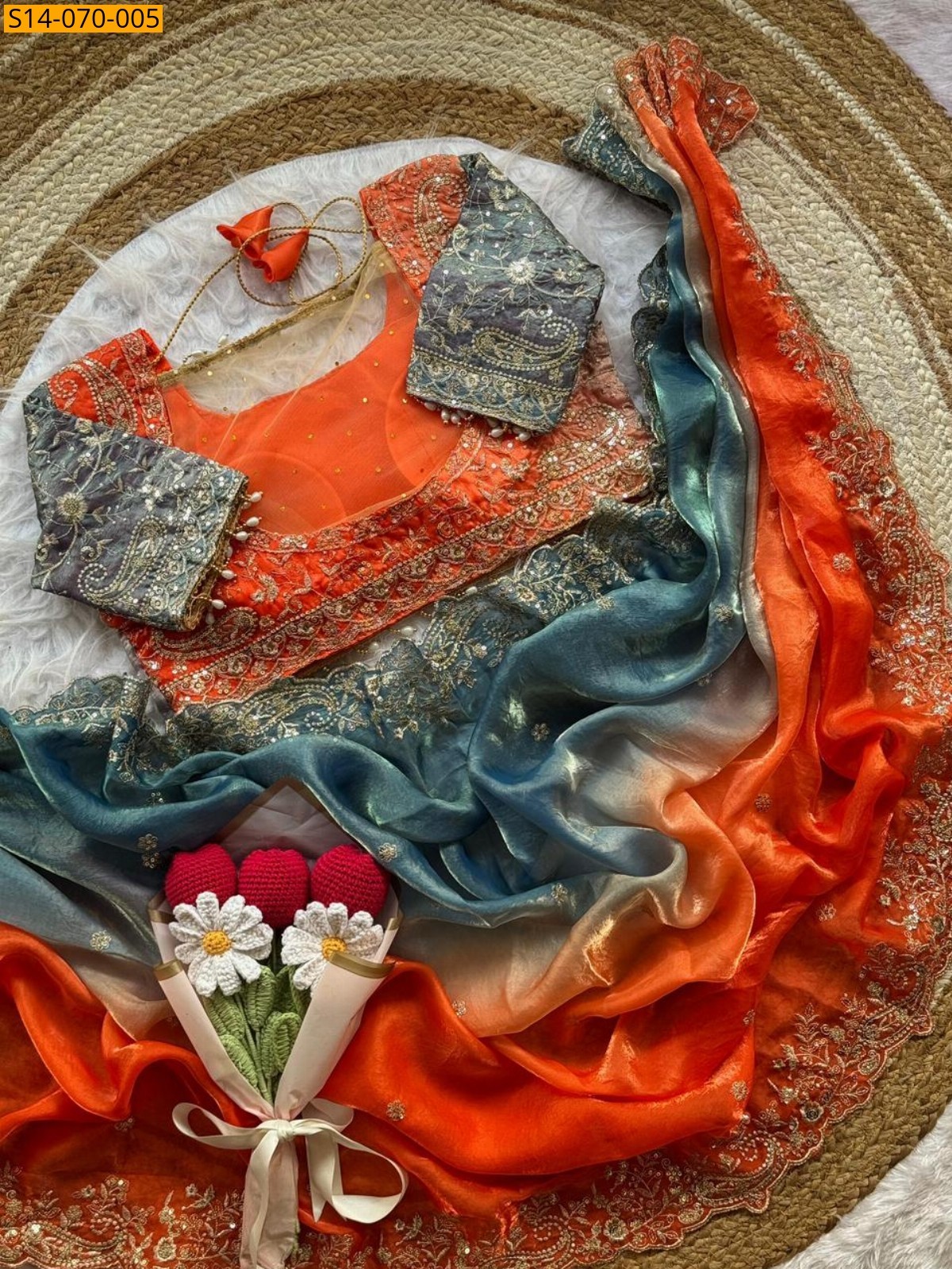 Blue Soft Space Silk Padding Saree