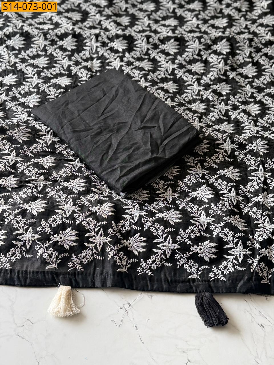 Black Premium Chanderi Cotton Saree