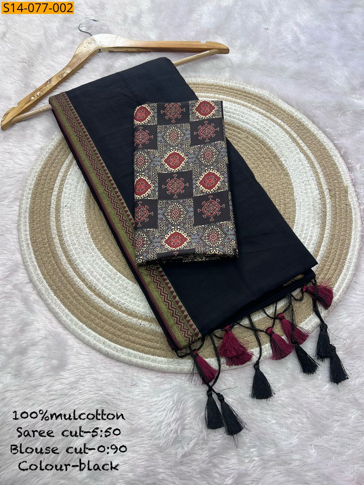 Black Mulmul cotton sarees