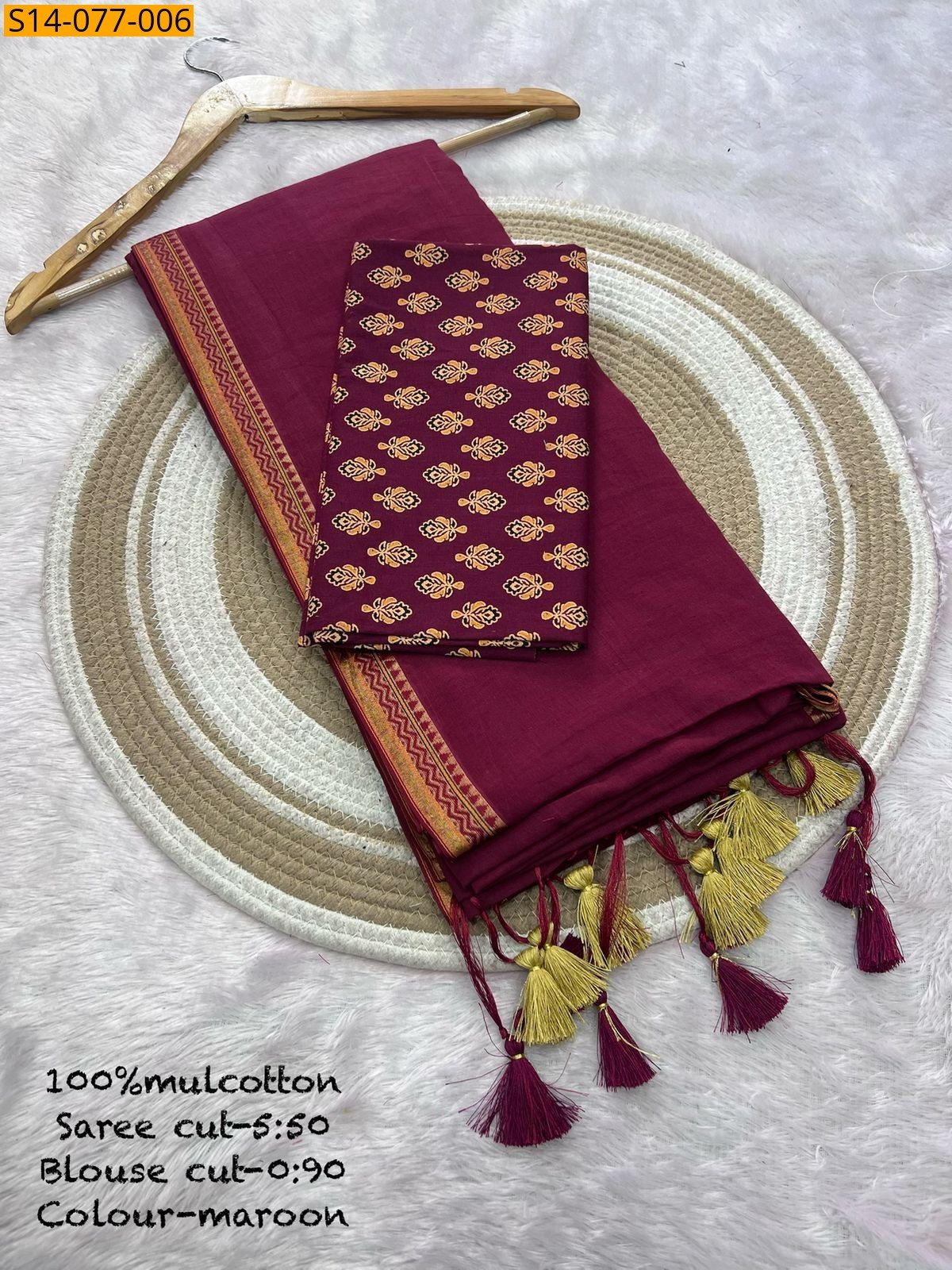 Maroon Mulmul cotton sarees