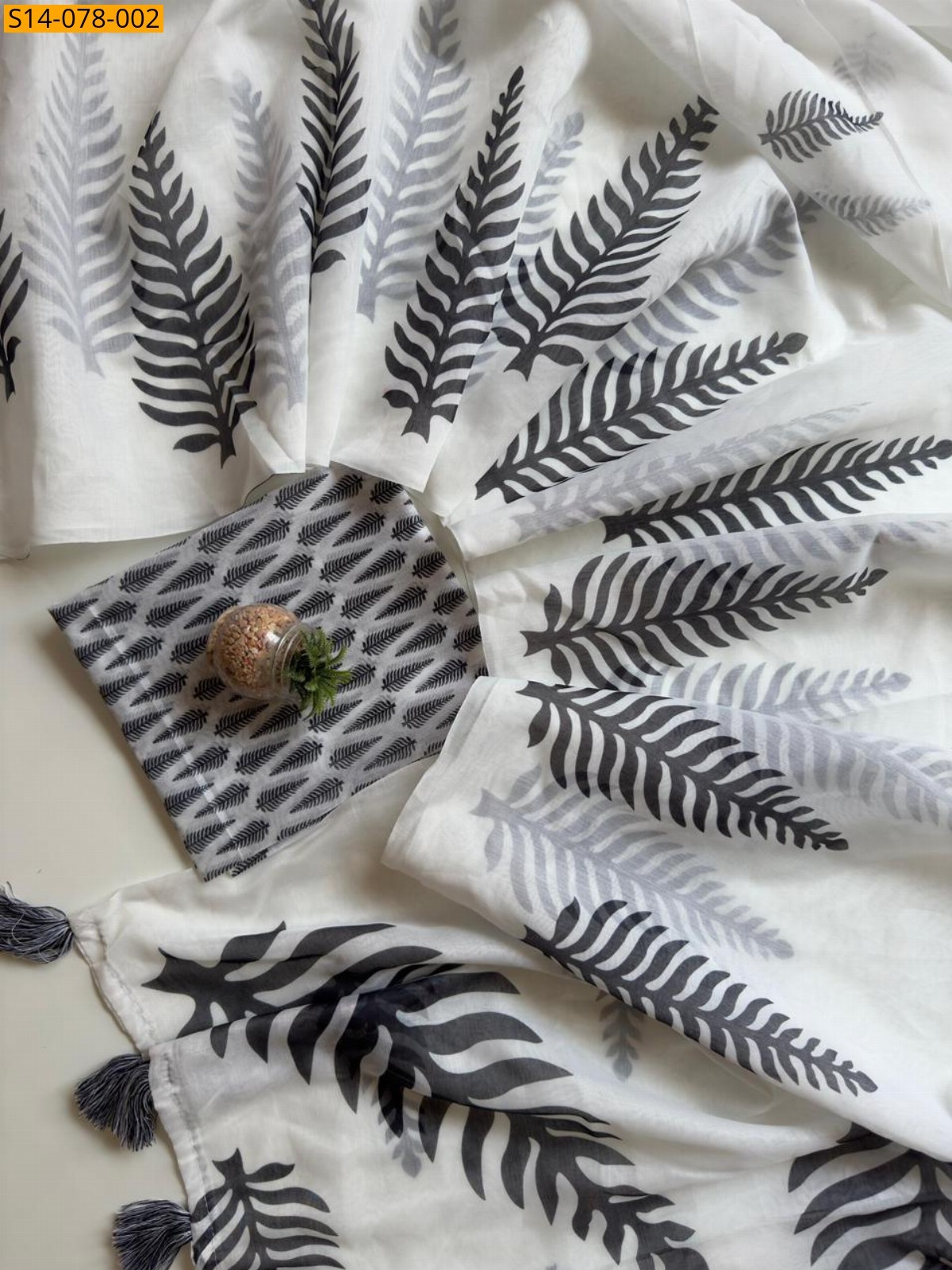 White Chanderi Cotton Saree