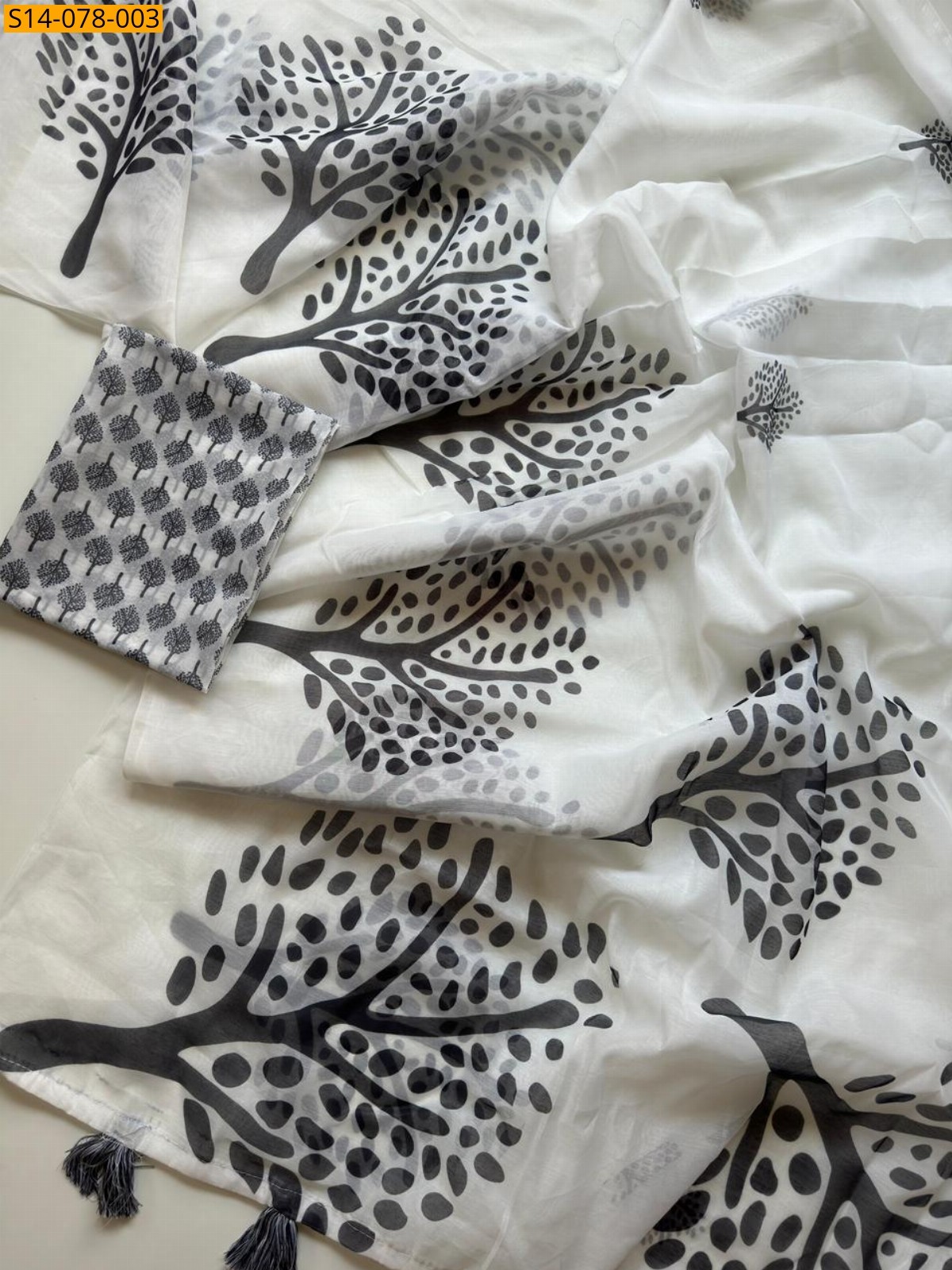 White Chanderi Cotton Saree