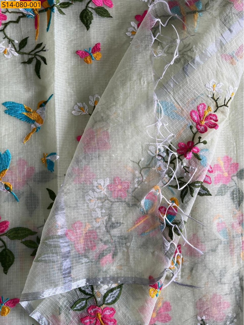 Light Green Kota doriya embroidery sarees Light Green Kota doriya embroidery sarees