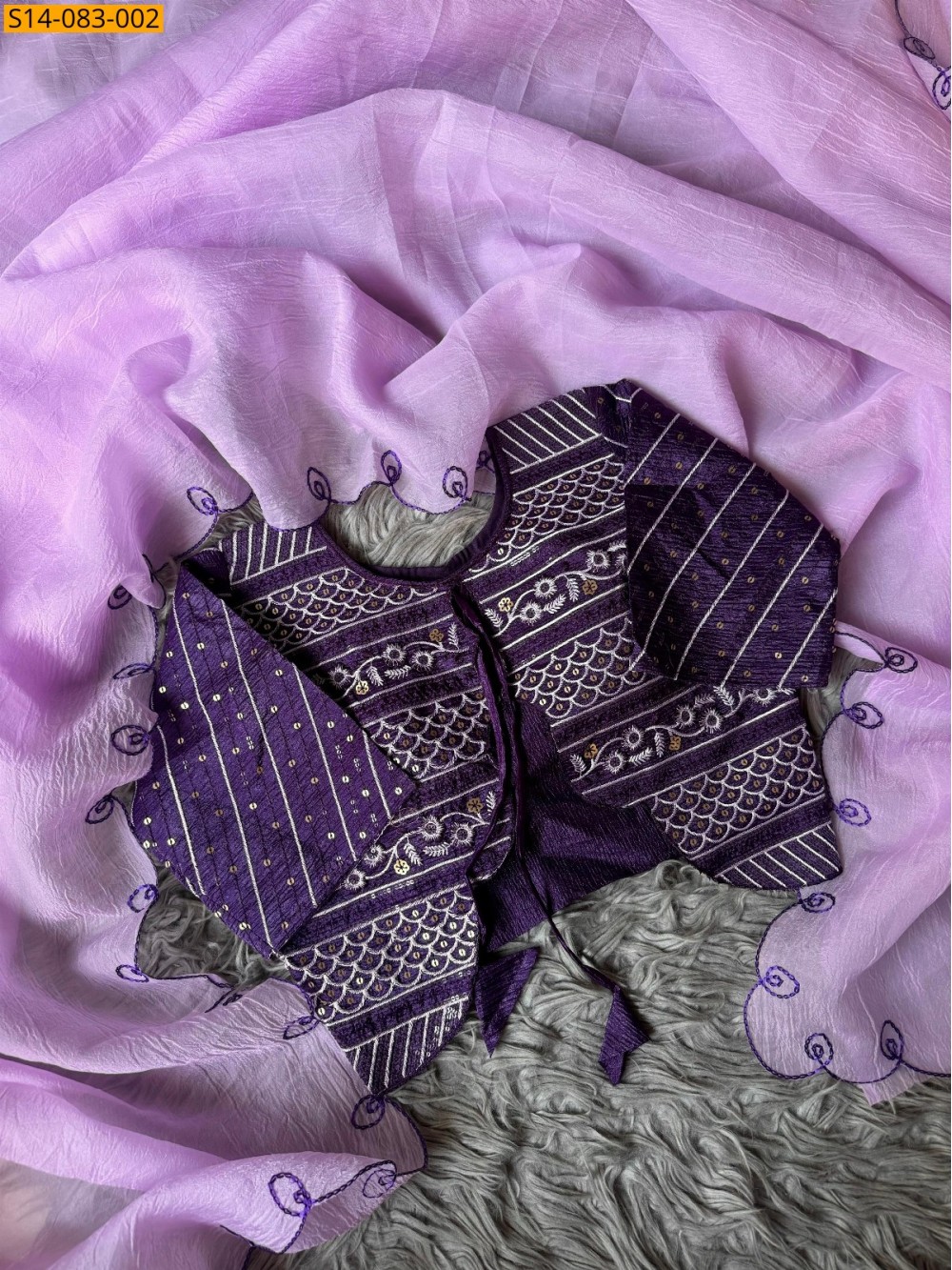 Lavender Fancy Crunchy Crush Sarees Lavender Fancy Crunchy Crush Sarees