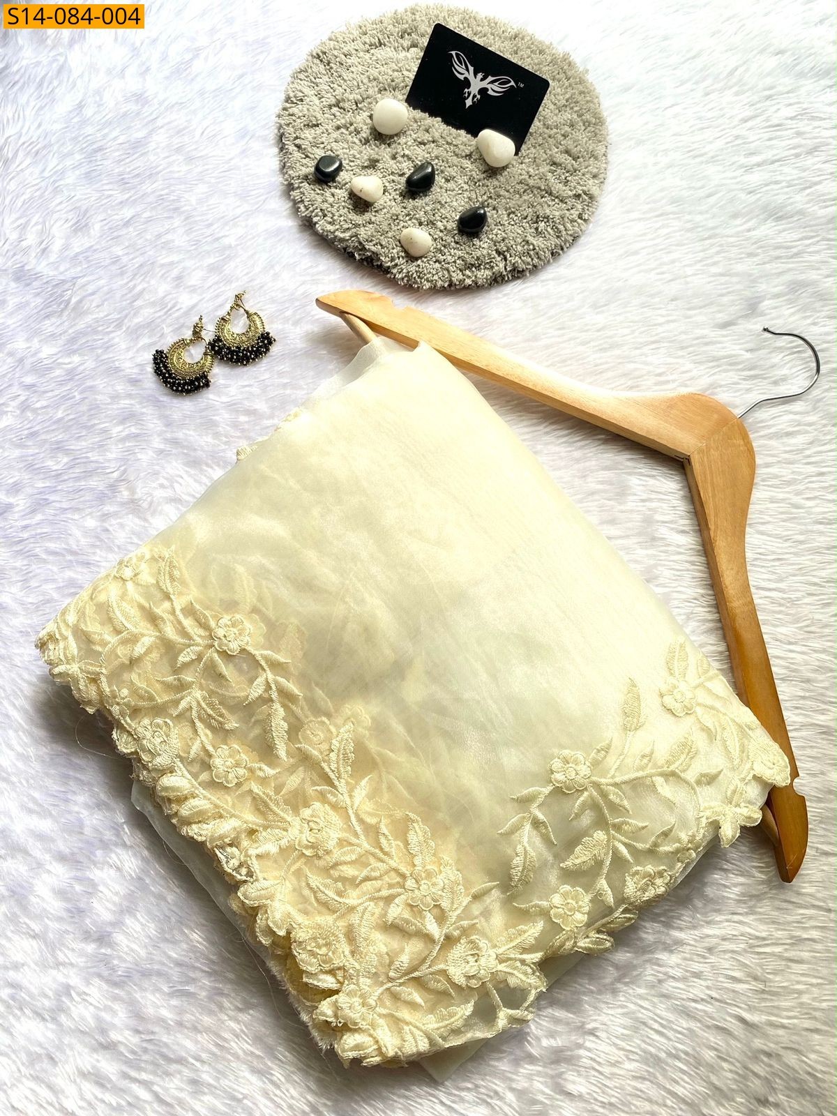 Off white Fancy Organza Silk Sarees