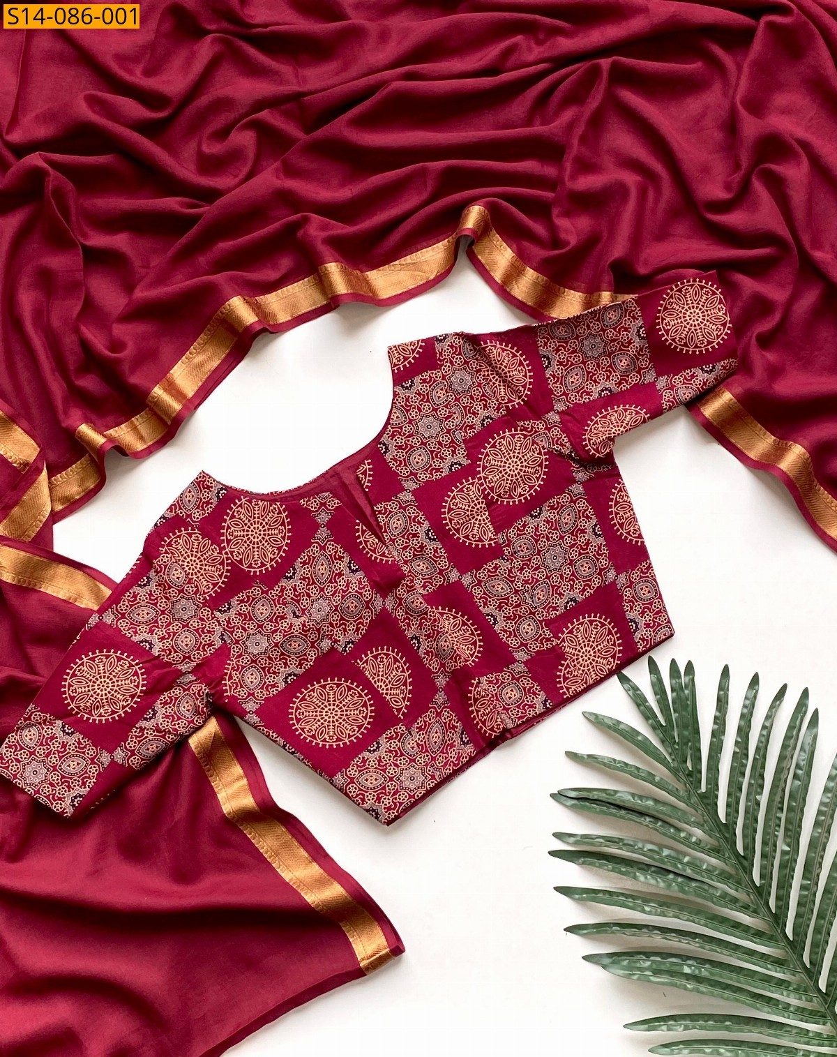 Maroon Mulmul cotton sarees
