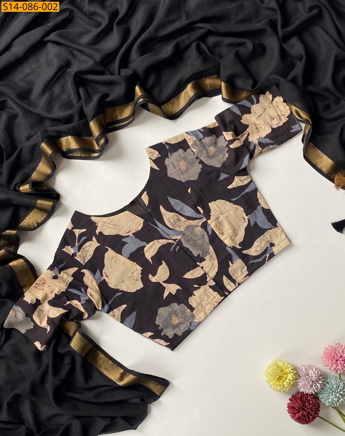 Black Mulmul cotton sarees