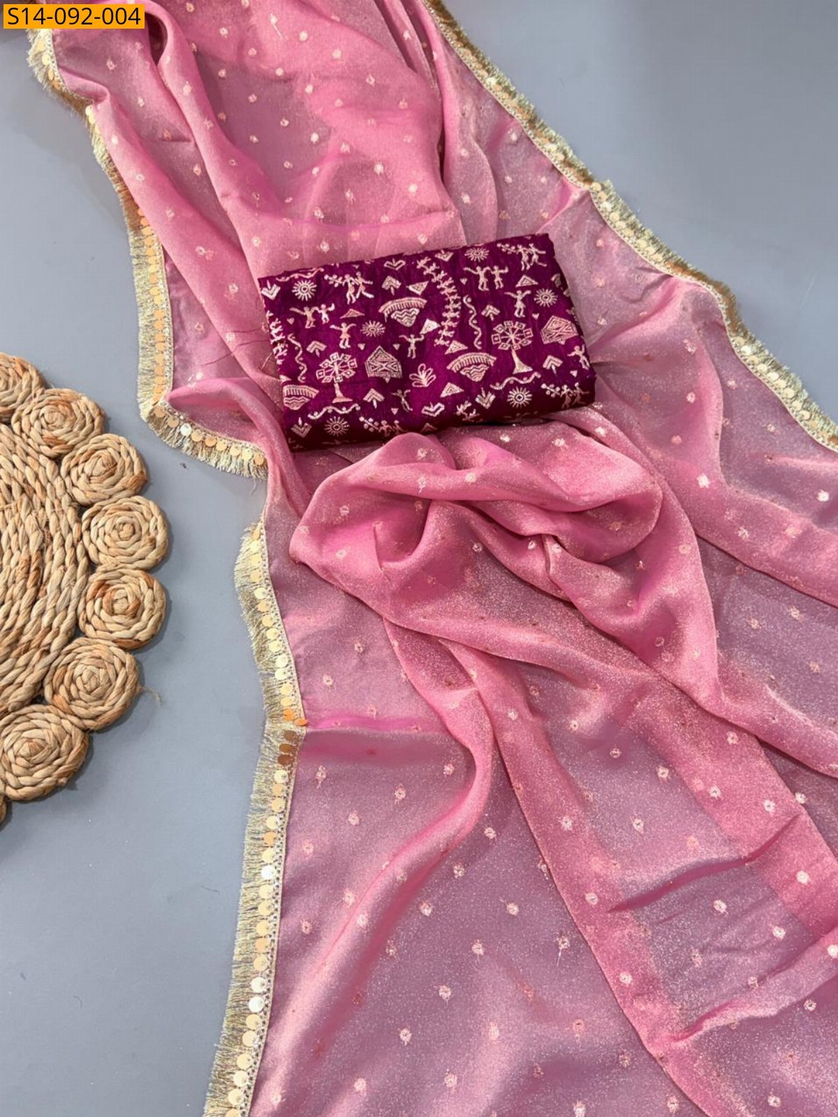 Rose Fancy Soft Chiffon Shimmar  Saree