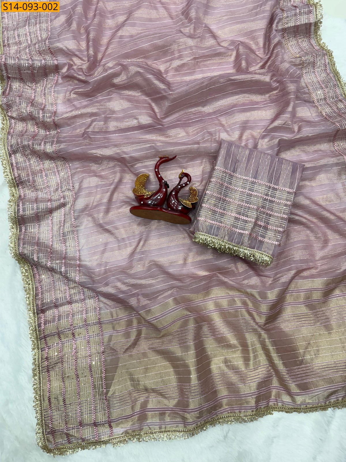 Onion Pink Fancy Soft Tissue Silk Saree