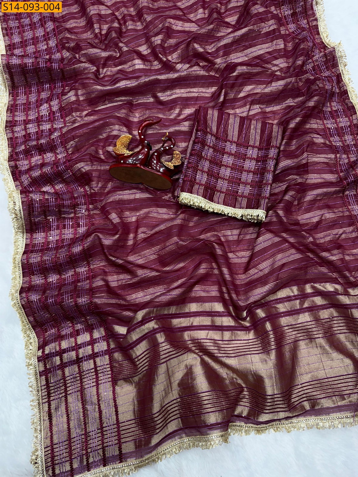 Maroon Fancy Soft Tissue Silk Saree