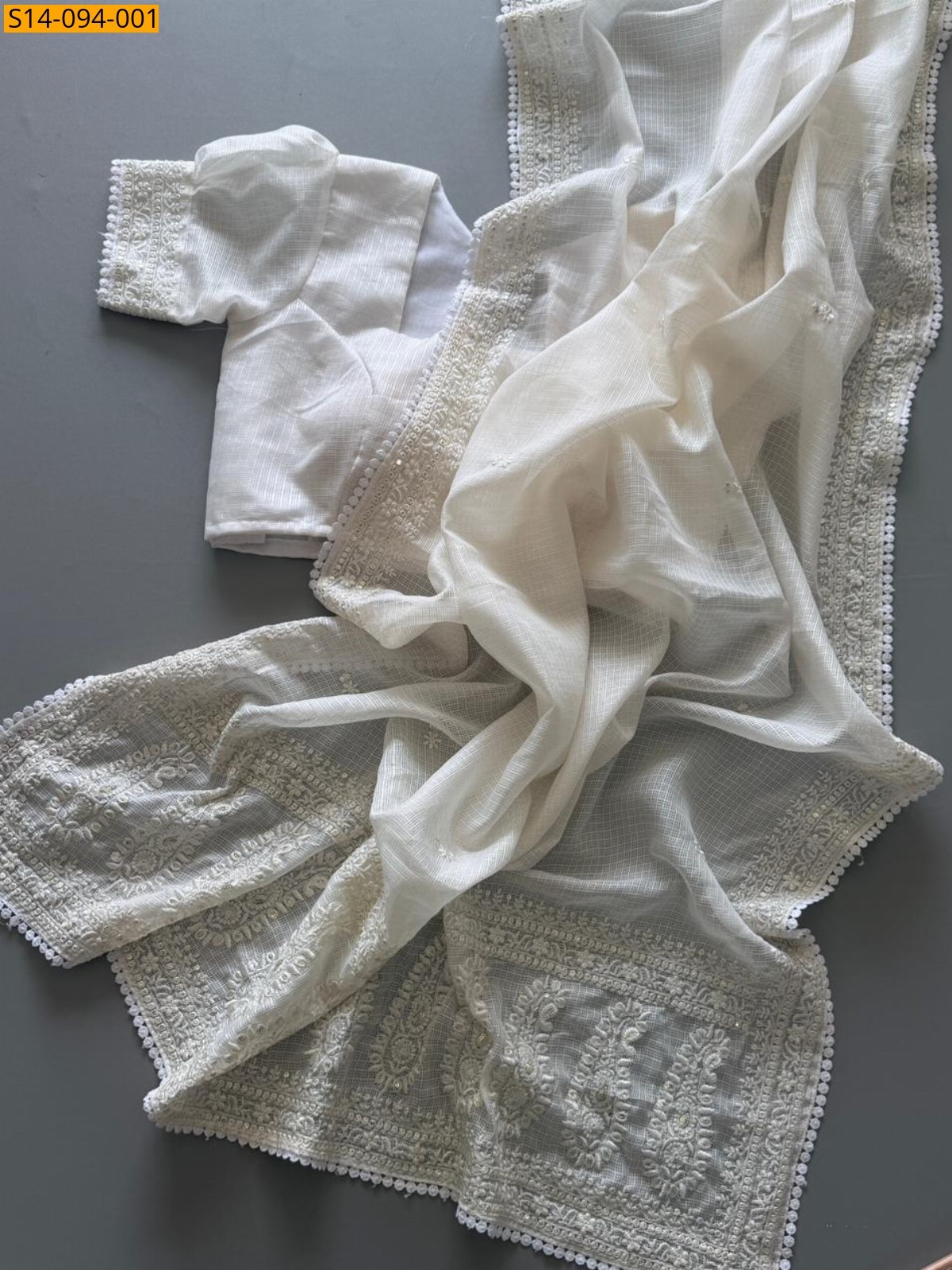 Half White Fancy Kota Doriya Saree