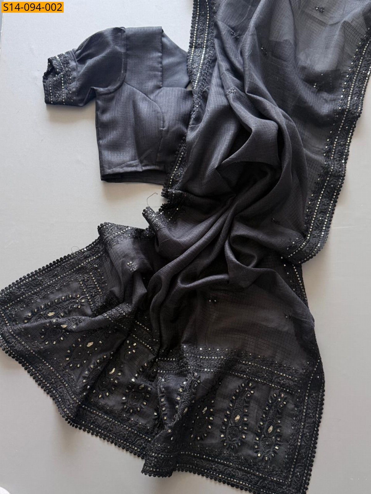 Black Fancy Kota Doriya Saree