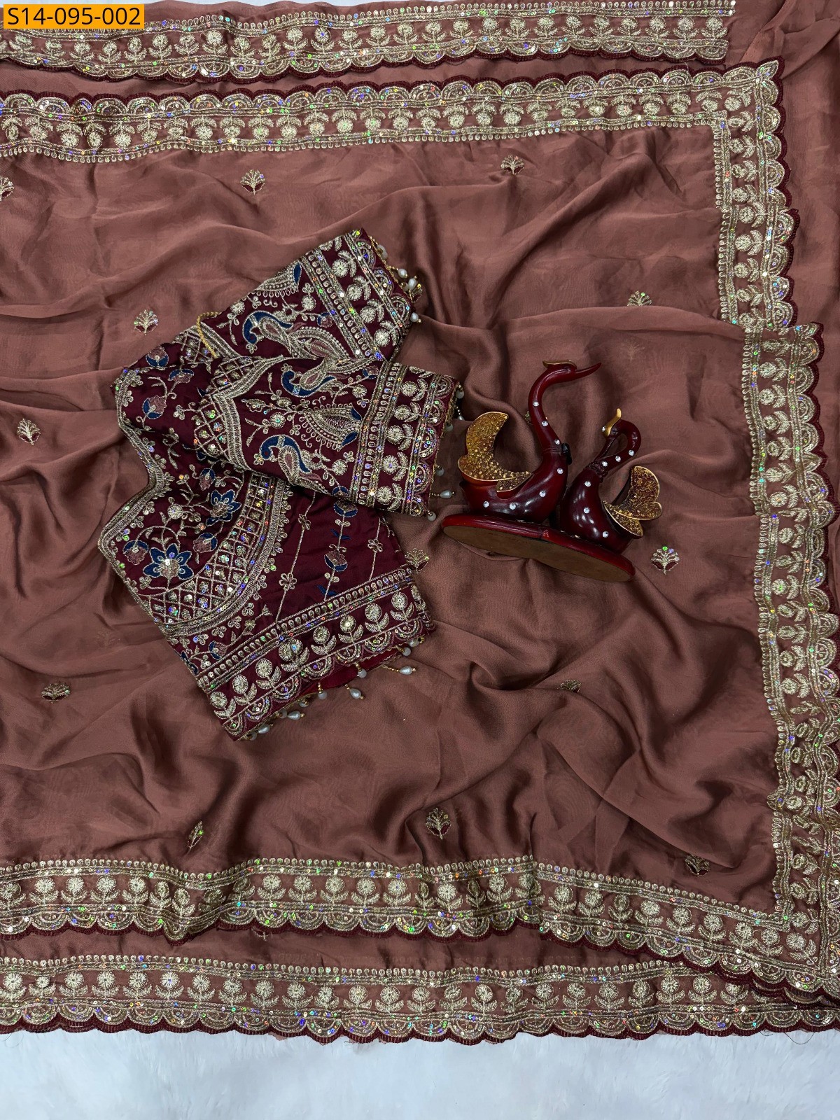 Brown Fancy Soft Rangoli silk  Saree