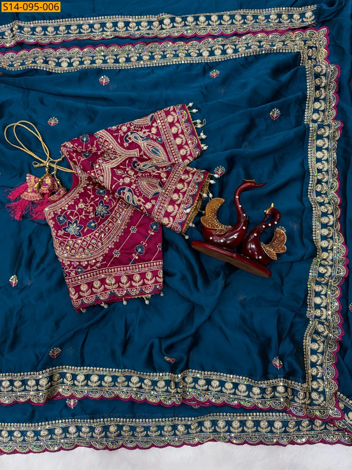 Navy Blue Fancy Soft Rangoli silk  Saree