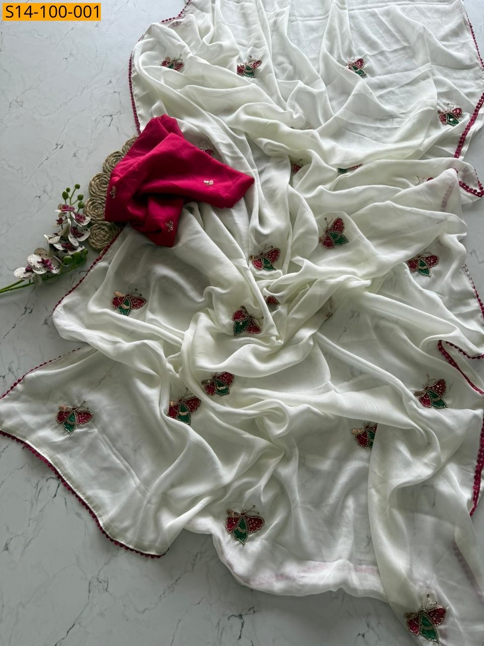 White Fancy Rangoli Silk  Saree
