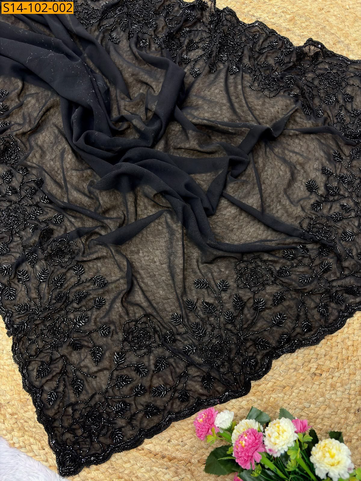 Black Fancy Faux Georgette Saree