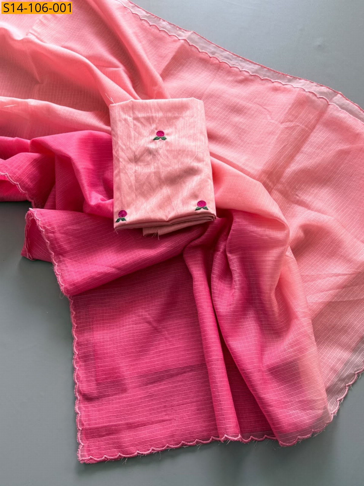 Peach Fancy Viscose Kota Doriya Saree