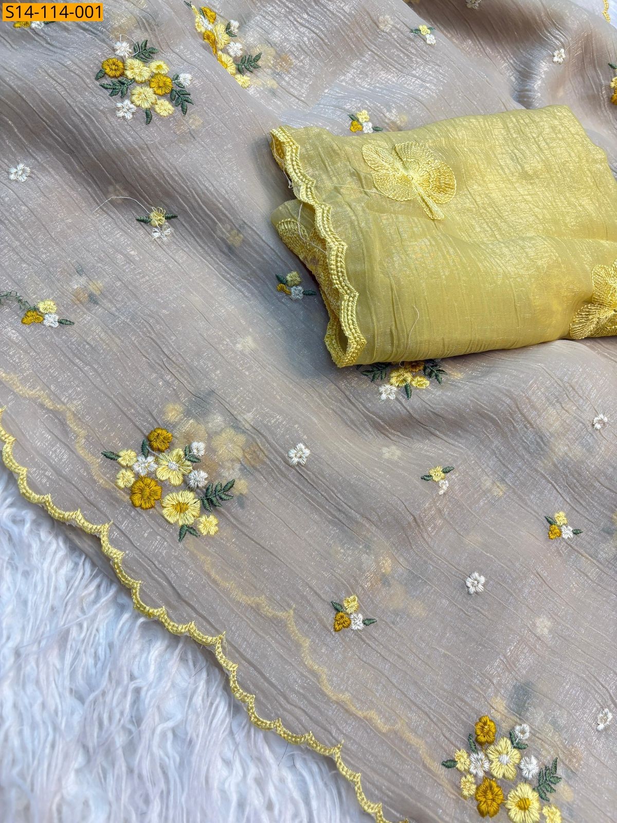 Beige Fancy Crunchy Silk Sarees