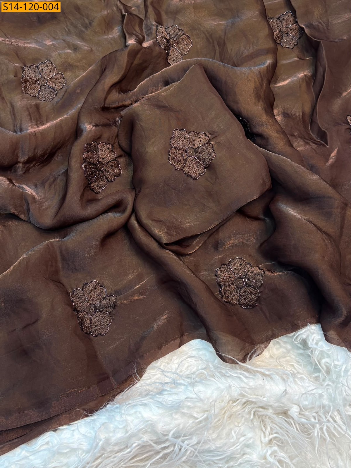 Brown Fancy Space Fendy Silk Saree