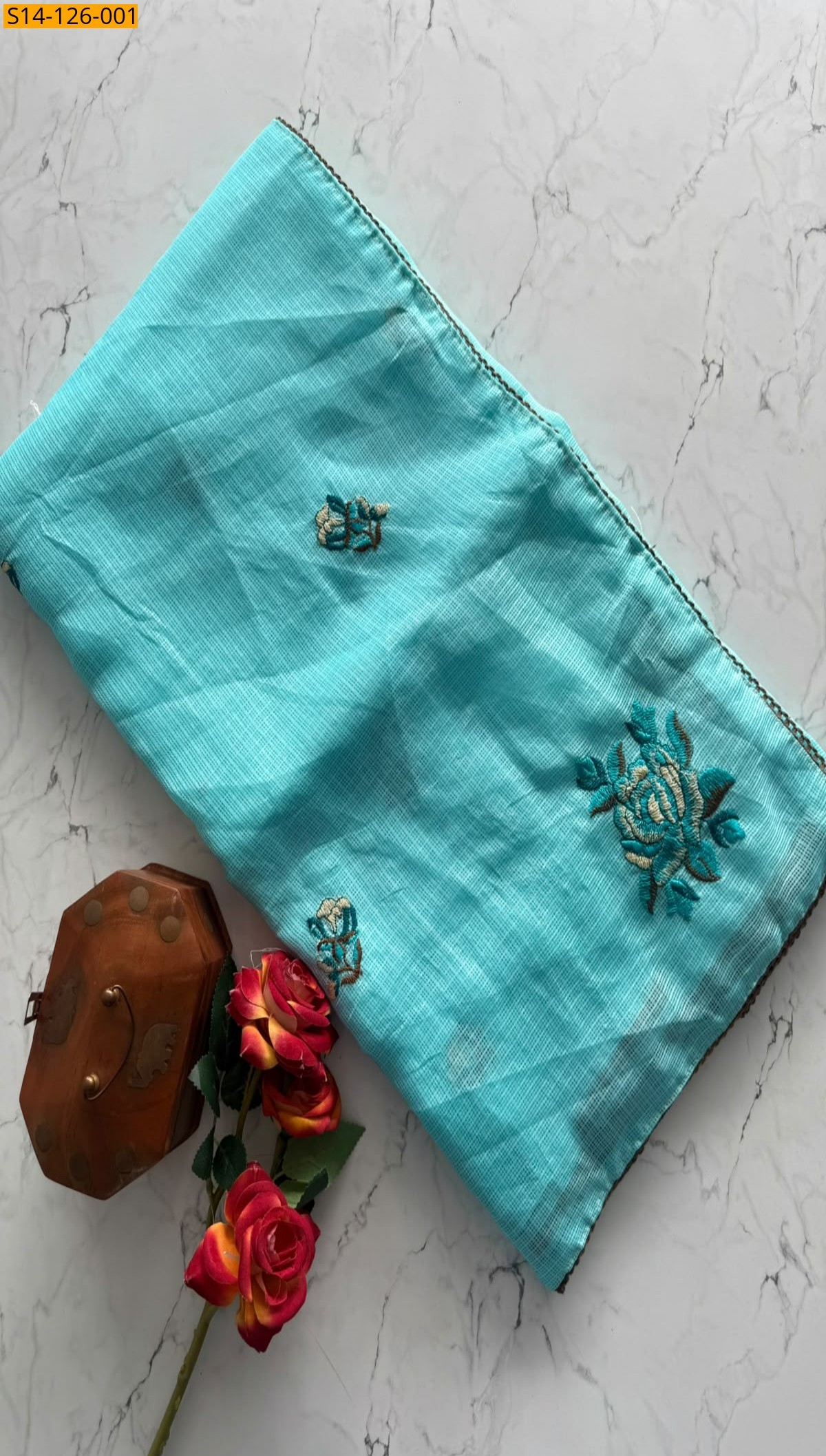 Sky Blue Fancy Kota Thread work Saree