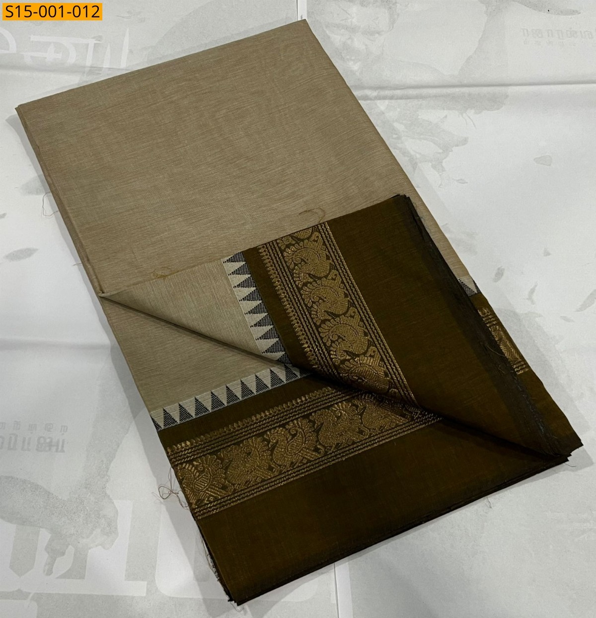 Beige Chettinad cotton sarees