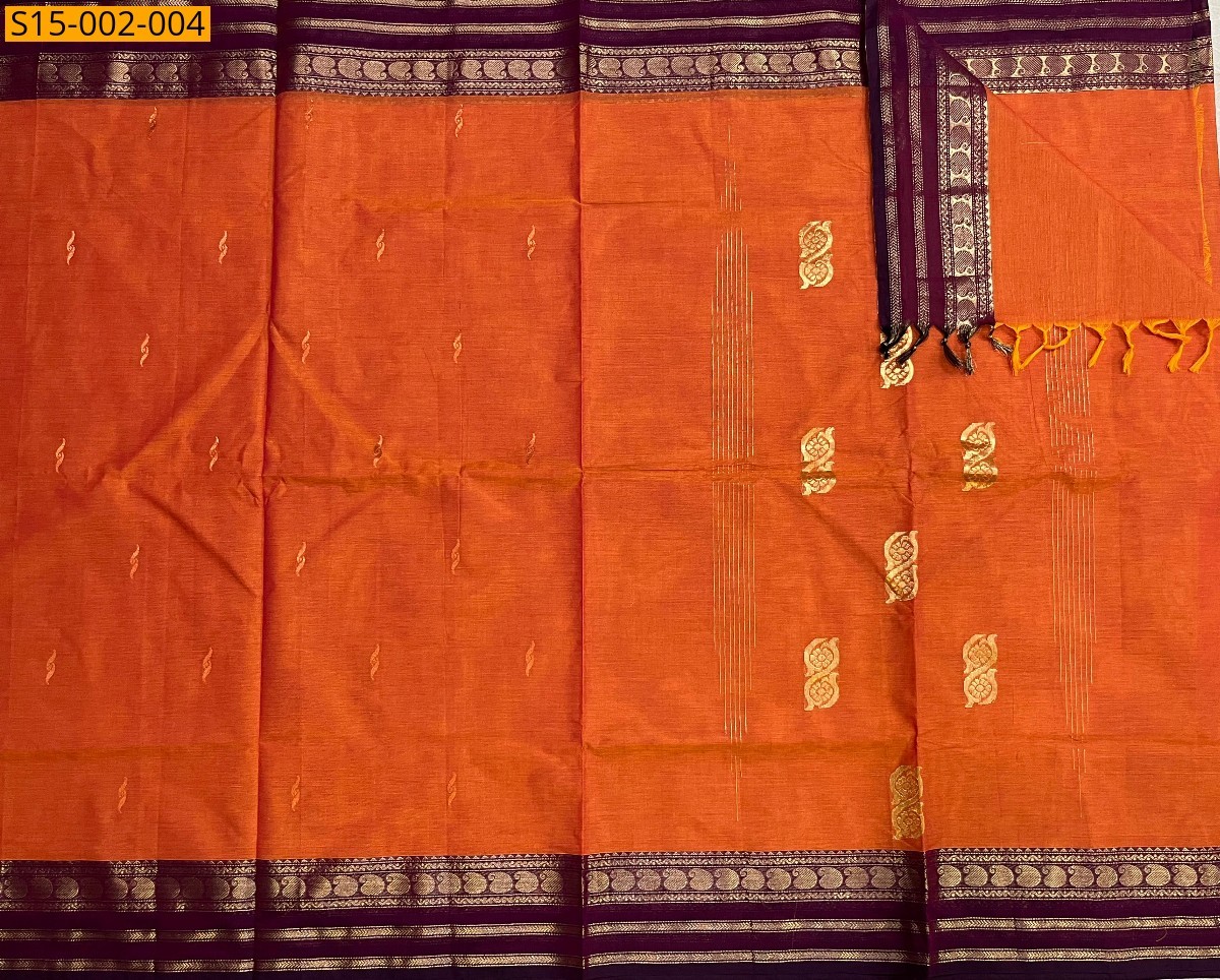 Orange Chettinad cotton sarees